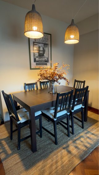 Sillas comedor negra con cojín beige