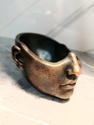 Scultura Testa Donna Vaso Design Oro Svuotatasche