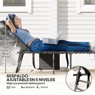 Tumbona Plegable Bandeja Bolsillo Reposacabezas