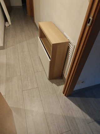 Mueble recibidor madera y blanco