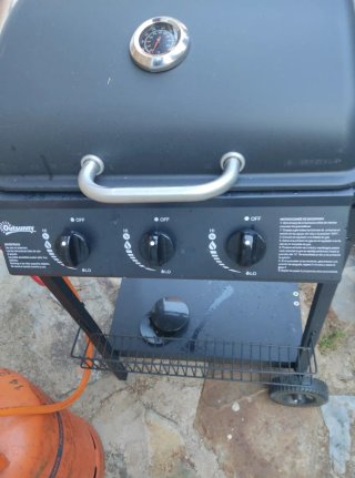 Parrilla de gas negra con quemador lateral