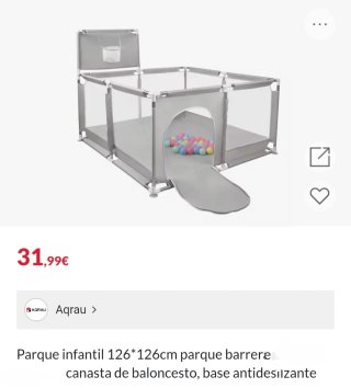Parque infantil 126x126cm con canasta