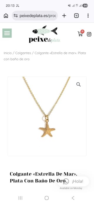 Colgante Estrella de Mar Peixe de plata