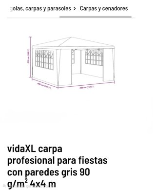 Carpa profesional vidaXL gris 4x4m
