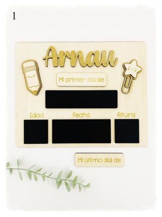 Placa Madera Pizarra Primer Día Colegio Arnau