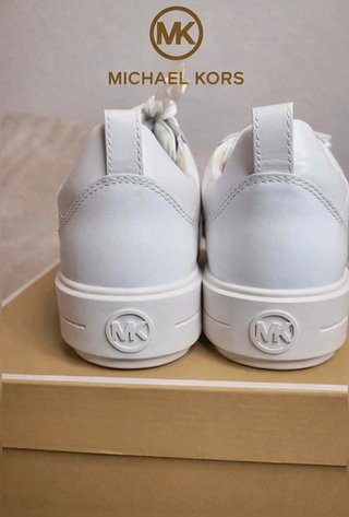 Michael Kors MK White Leather Sneakers Gold...