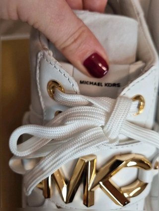 Michael Kors MK White Leather Sneakers Gold...