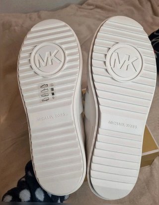 Michael Kors MK White Leather Sneakers Gold...