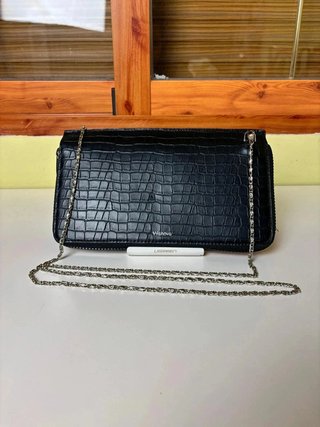 Bolso cartera Vilanova negro efecto coco con caden