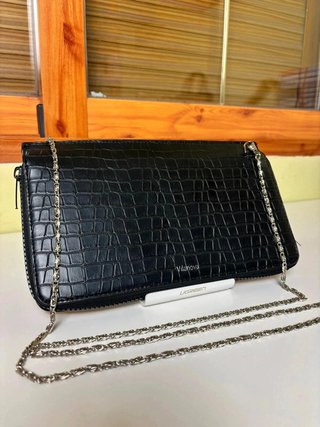 Bolso cartera Vilanova negro efecto coco con caden