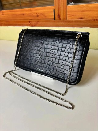 Bolso cartera Vilanova negro efecto coco con caden