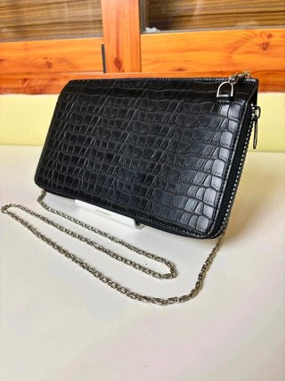Bolso cartera Vilanova negro efecto coco con caden