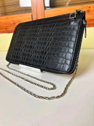 Bolso cartera Vilanova negro efecto coco con caden