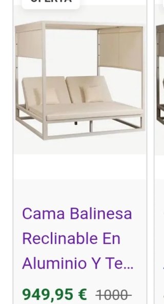 SKLUM Cama balinesa reclinable en aluminio y tela