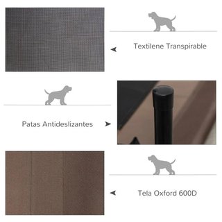 Cama Elevada Perros Gato Transpirable 76x61 Marrón