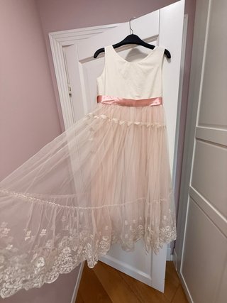 Vestido de comunión rosa y blanco para 10-12 años