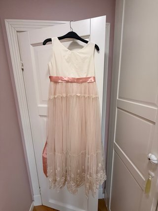 Vestido de comunión rosa y blanco para 10-12 años