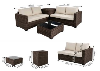 Set Exterior Ratán Gris con Baúl