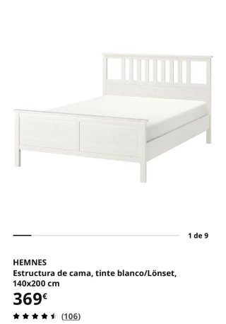Cama Matrimonio Ikea Hemnes Blanca