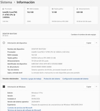 PC Gaming RTX i7 16GB RAM SSD 512GB Ordenador RGB