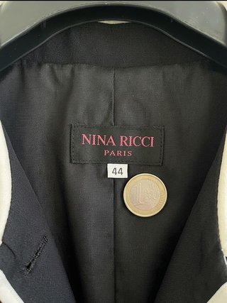 Blazer Nina Ricci T44 Manga Corta Blanco y Negro