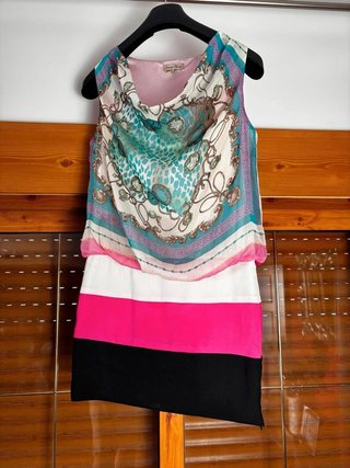 Vestido corto Sweet Miss talla S multicolor drapea