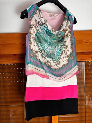 Vestido corto Sweet Miss talla S multicolor drapea
