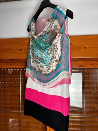 Vestido corto Sweet Miss talla S multicolor drapea