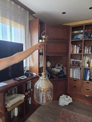 Lámpara colgante cristal y malla metálica