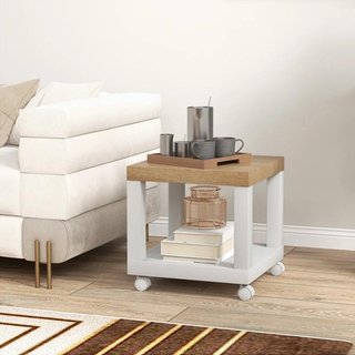 Mesa Auxiliar con Ruedas Estante Abierto 40x40