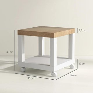 Mesa Auxiliar con Ruedas Estante Abierto 40x40