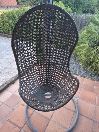 Sillón Columpio Jardín Mimbre Gris oscuro