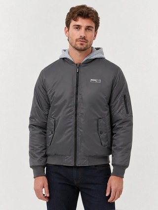 Cazadora bomber Bench gris con capucha talla L...