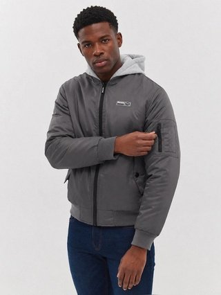 Cazadora bomber Bench gris con capucha talla L...
