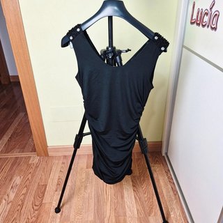 Vestido negro fiesta pedrería talla L elástico
