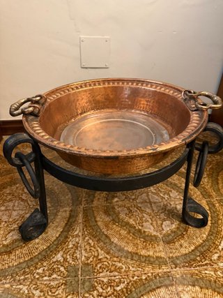 Brasero cobre con soporte hierro