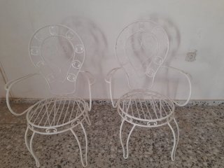 Juego 2 Sillas Hierro Blancas Decorativas