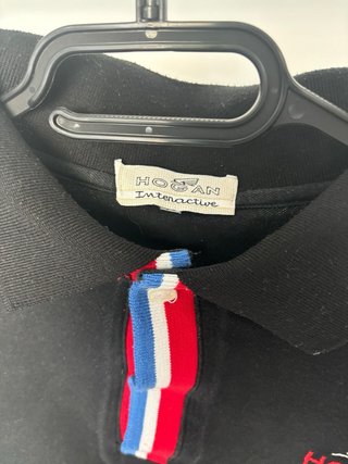 Polo Hogan nero con bande tricolore
