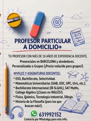 Profesor clases REPASO TUTORÍA Refuerzo APOYO