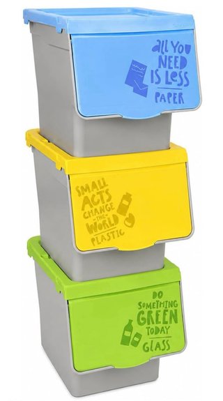 Cubos de basura apilables de plástico