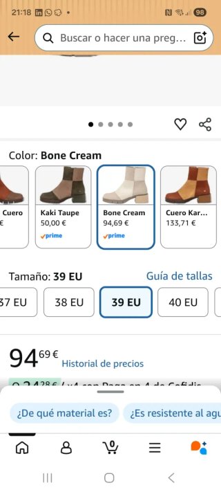 Botines The ART Co.Talla 41 Piel Beige a estrenar