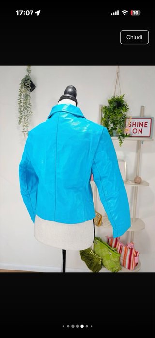 Giacca in vera pelle azzurra - M