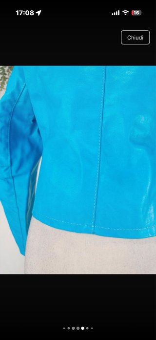 Giacca in vera pelle azzurra - M