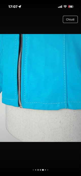 Giacca in vera pelle azzurra - M