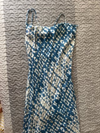 Vestido Zara Lino Azul y Blanco