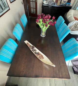 Mesa comedor y 6 sillas azul