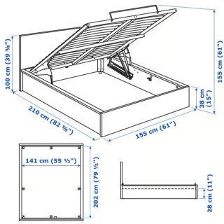Cama con canapé abatible y colchón