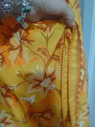 Vestido tipo pareo estampado floral naranja talla