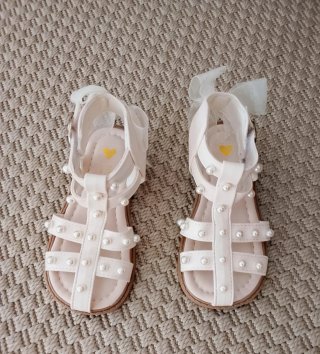 Sandalias Niña, Perlas pie 16cm