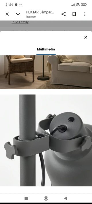 Lámpara Ikea  de pie gris oscuro 3 focos